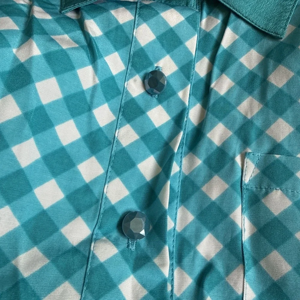 Kate Spade Gingham Fey Top Firoza Spring Sz 6‎